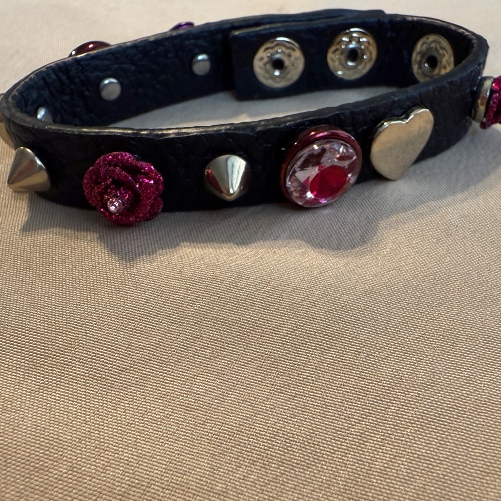 Betsey Johnson Black Bracelet with Pink and Gold Accents
